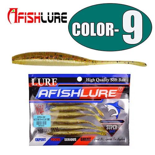 Color9 Afishlure Свинг червяк приманка для рыбалки прямой хвост мягкая имитация червя Grubs 100 мм/3,7 г Maggot мягкая плавающая приманка 6 шт./лот - Цвет: Color9