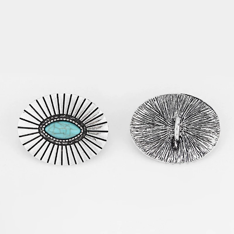 5 шт. серебристые ретро из сплава цинка овальные/круглые бирюзовые ромашки цветы