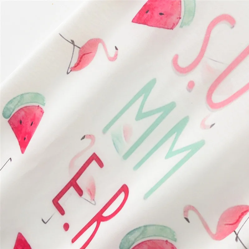 Летняя футболка в европейском и американском стиле с рисунком фламинго арбуза