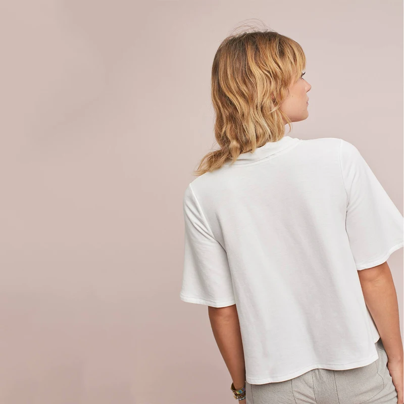 HDY HaoDuoYi Fashion Women T-shirt Solid White Lace-up Neck Short Sleeve Shirt Casual V Top Ladies Loose T-shirts | Женская одежда