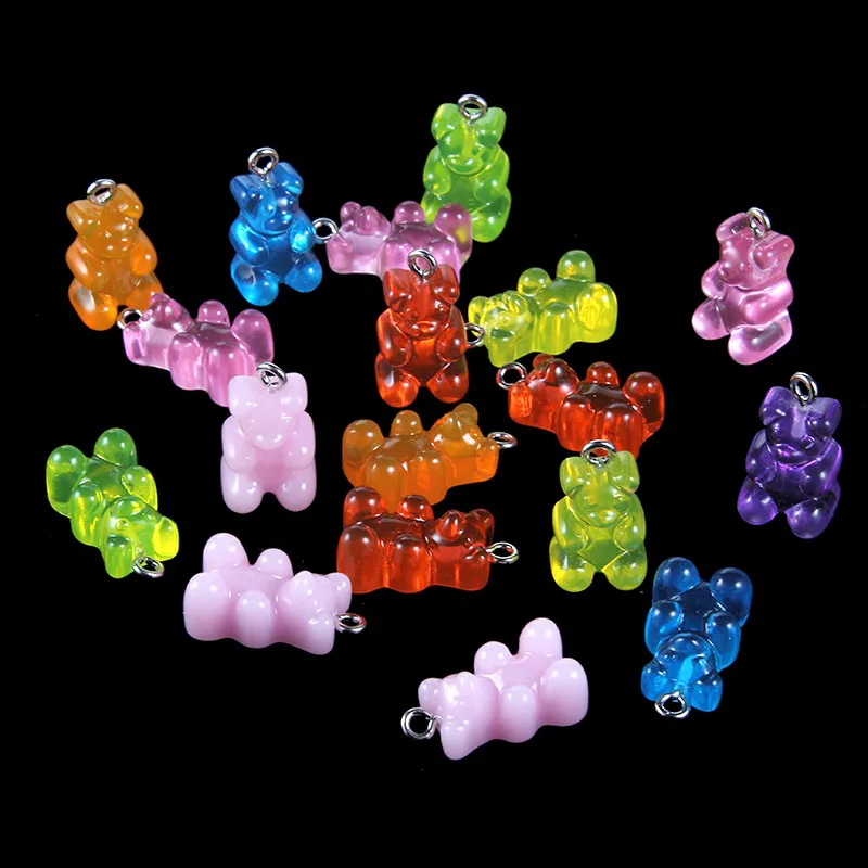 Модный милый смешанный цвет Gummy Bear Полимерные Подвески для изготовления ювелирных изделий DIY 10 шт