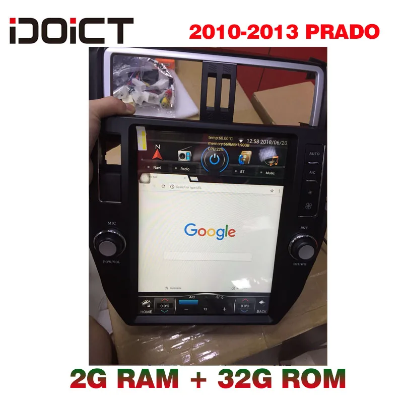 IDOICT TESLA автомобильный dvd-плеер Android 6,0 gps навигация Мультимедиа для Toyota Land Cruiser Prado 150 радио 2010-2013