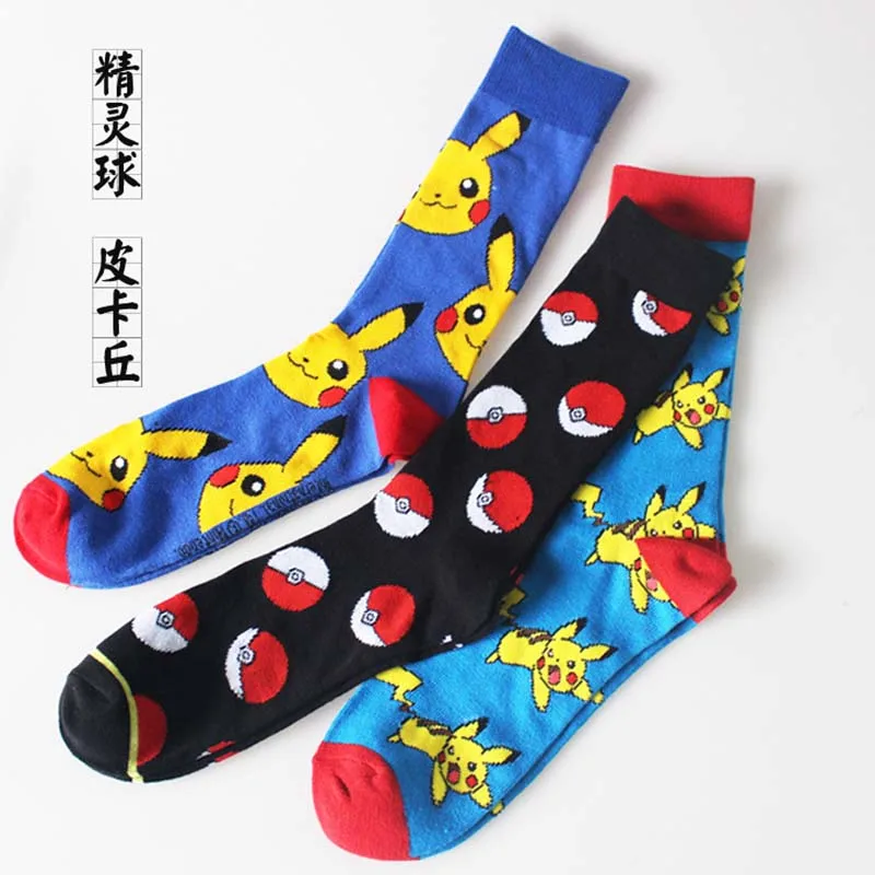 Длинные и короткие носки Pokemon GO, женские и мужские носки для костюмированной вечеринки с рисунком Пикачу, супер Мэри, Покемон Болл, впитывающие пот