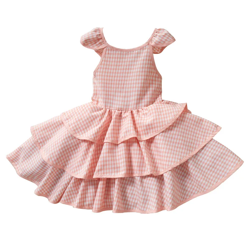 2019 Новое поступление летние платья для маленьких девочек клетчатые с открытой