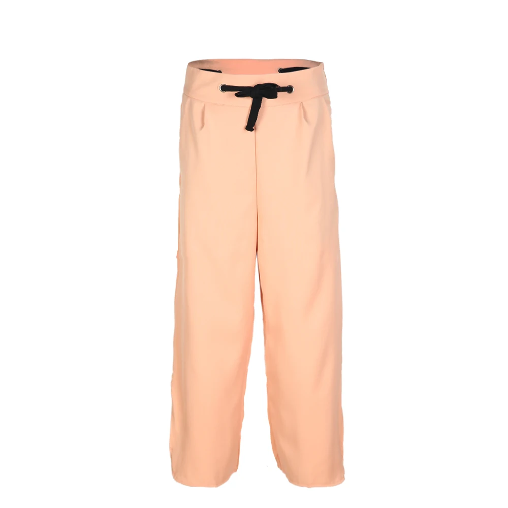 Розовые укороченные брюки с высокой талией и широкими штанинами для женщин милые