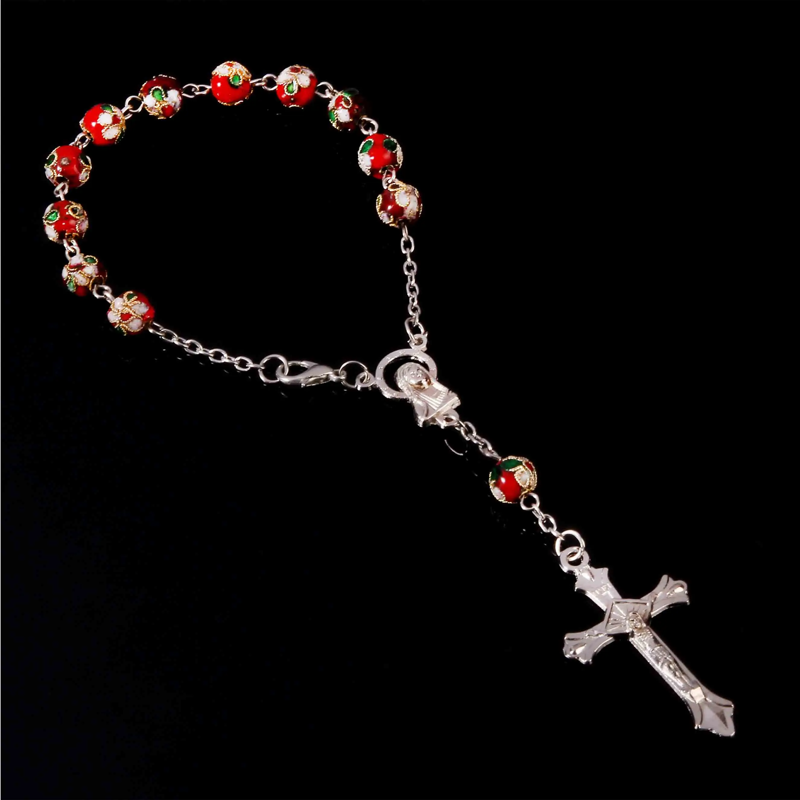 8 мм перегородчатое Священное Сердце браслет Mary Cross с бусинами из перегородчатой