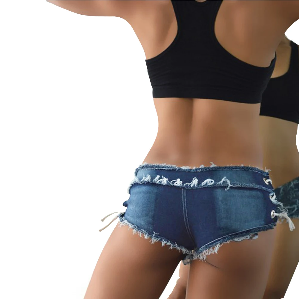 Женские сексуальные джинсовые хлопковые синие потертые Мини-джинсы с низкой