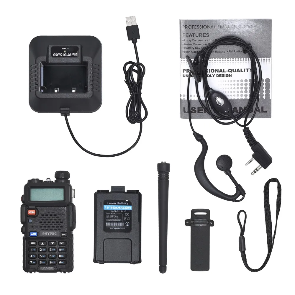 Neoteck UV-5R двухсторонняя рация двухдиапазонный UHF VHF радио приемопередатчик с Портативная рация с наушниками 128 каналов Светодиодный