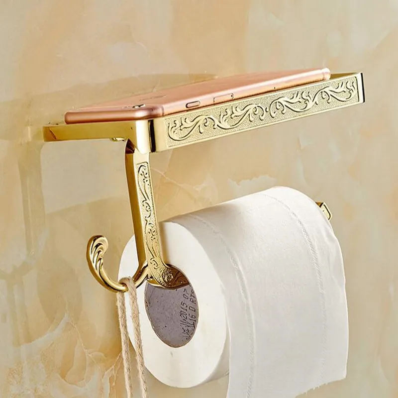Медный держатель для туалетной бумаги с полкой аксессуары ванной комнаты