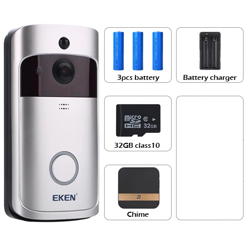 EKEN V5 Option5 Eken V5 смарт WiFi видео дверной звонок камера визуальный домофон с колокольчиком ночного видения IP дверной звонок беспроводная домашняя камера безопасности - Цвет: EKEN V5 Option5