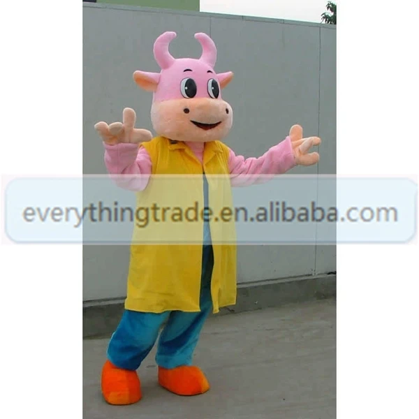 Hot sale 2014 Adult lovely big head cow mascot fancy dress costumes cartoon party adult size | Тематическая одежда и