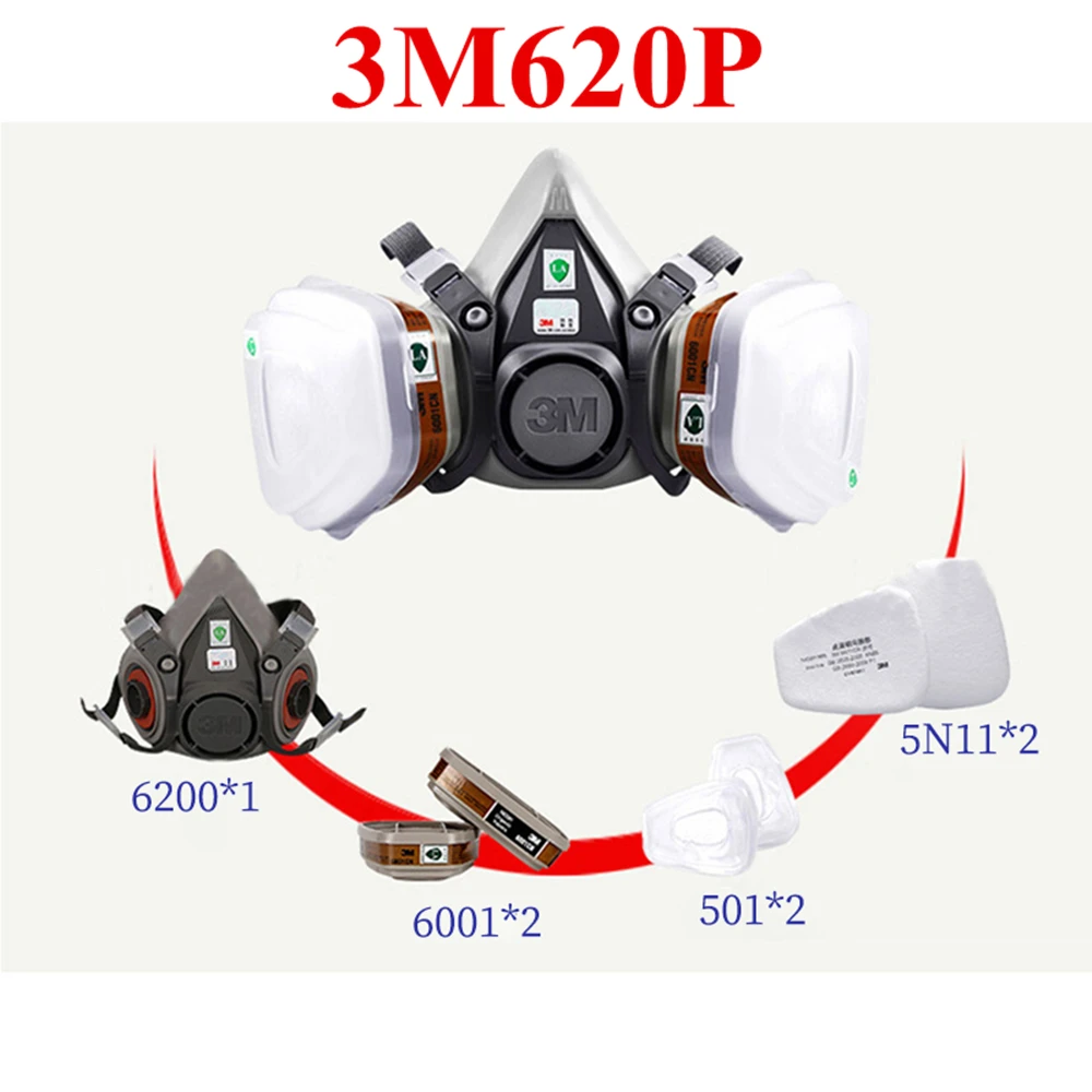 3M 620P полулицевой респиратор органический пар респираторная защита химическая респираторная маска 6200 7 в 1 костюм