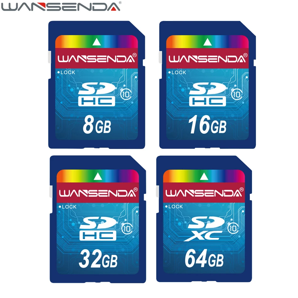 Карта памяти WANSENDA SD 100% реальная емкость 32 ГБ 64 16 8 4 Гб SDHC SDXC флеш карта Бесплатная