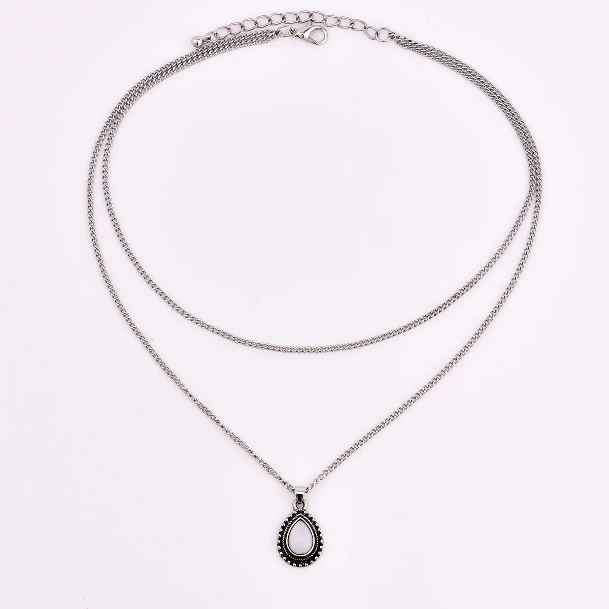 New vintage silver color drop stone pendant necklace women girl jewelry gifts N0045 | Украшения и аксессуары