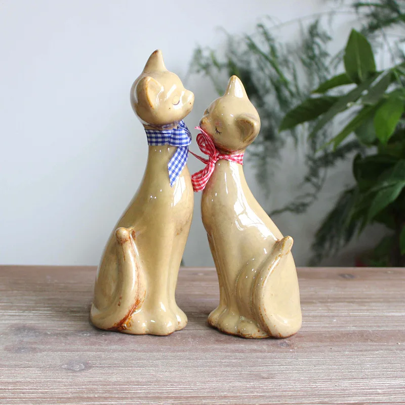 Буф 2 шт./компл. Современная Абстрактная живопись в виде пары кошек статуя