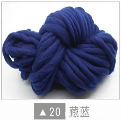 dark blue Ручной мохнатая шерстяная пряжа трикотажные Одеяло из толстой пряжи шерстяной громоздкие Вязание плед Nordic домашний текстиль Прямая BK002 - Цвет: dark blue