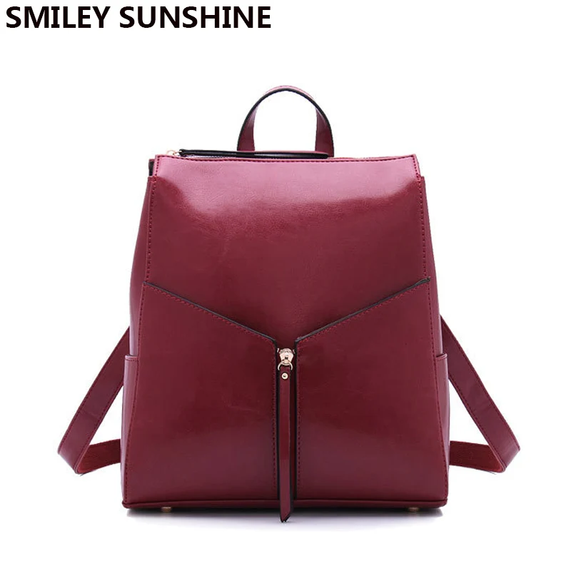 Burgundy DIENQI Fashion female genuine leather women backpack feminine backpack for teenager girls school bag backbag schoolbag - Color: Burgundy