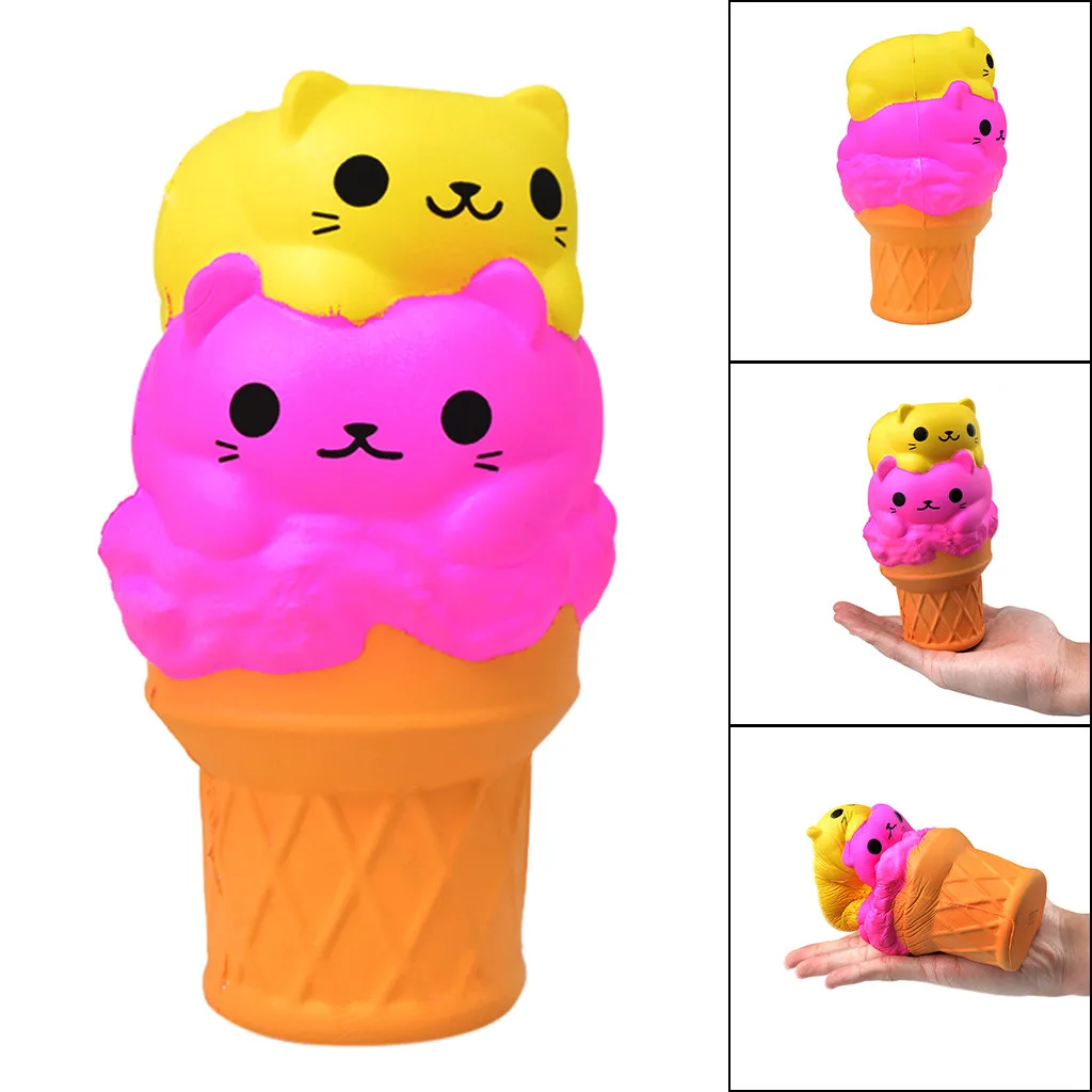 Забавные игрушки кошка сжимающее мороженое медленно растет сжимаемые сжимает