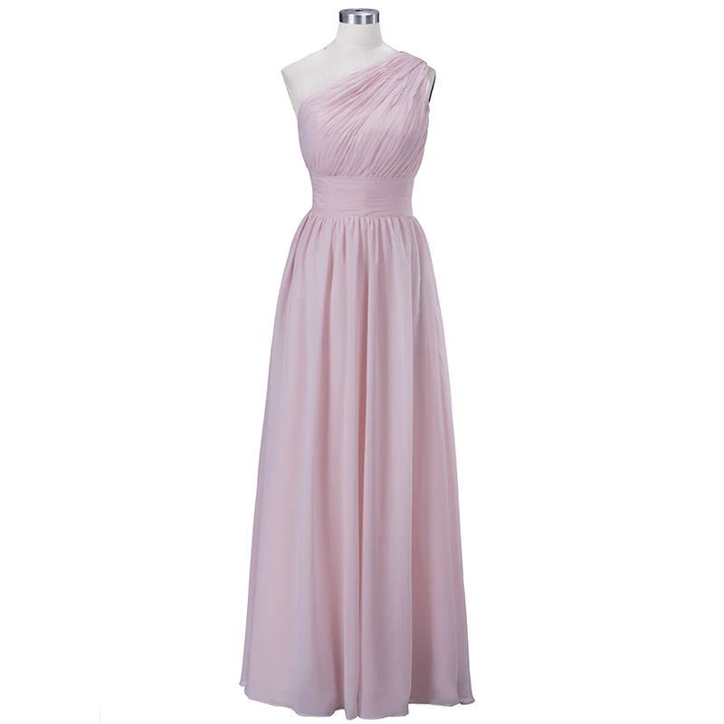 Настоящие образцы Robe demoiselle d'honneur одно плечо A Line Розовые платья подружек невесты шифон выпускного вечера свадебные праздничные платья