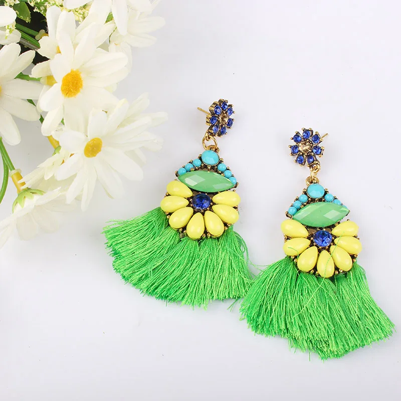 Зеленые простые красочные красные рождественские Висячие серьги акриловые