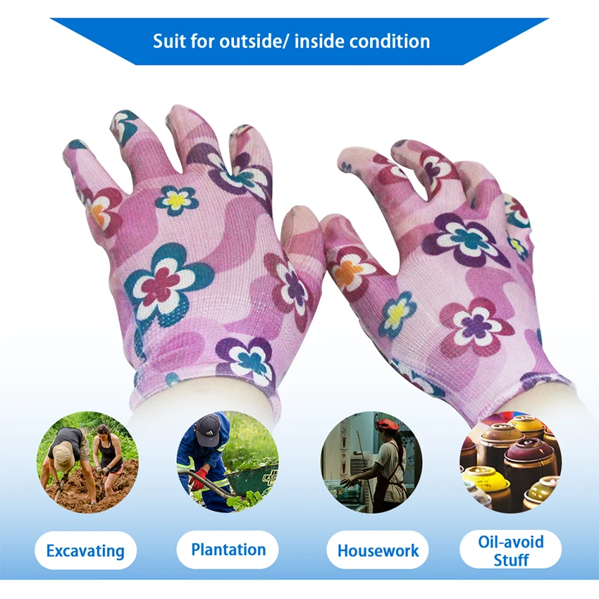 Smar Ho/рабочие садовые перчатки для уборки женские с розовым цветочным принтом