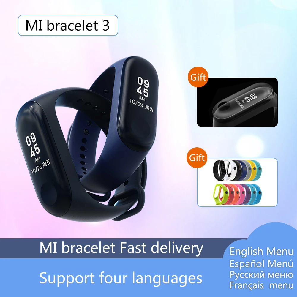 Смарт-браслет Xiaomi Mi Band 3 фитнес-браслет сенсорный экран OLED сообщение пульс время