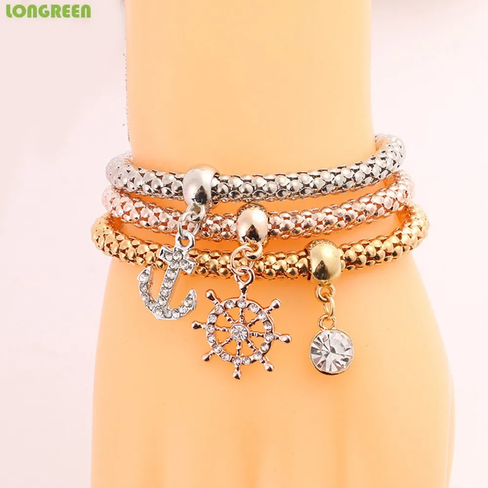 Комплект из 3 предметов серебряный браслет розового золота Регулируемый Женский