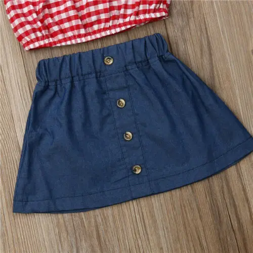 Toddler Kids Baby Girls Summer Outfits Clothes T-shirt Tops+Skirt Dress 2PCS Set | Детская одежда и обувь