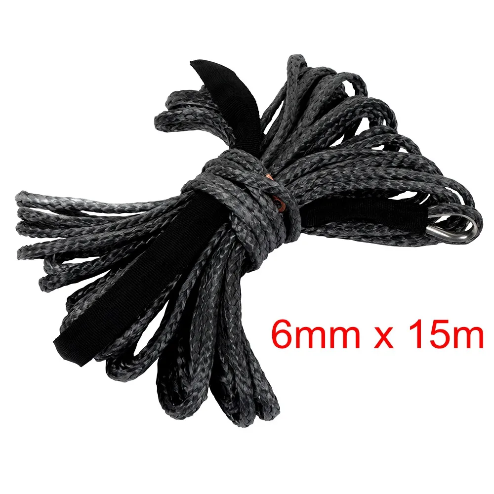 6mm x 15m 5 мм x 15 м 6 мм 10 мм x 30 м буксировочные канаты для автомобиля нейлоновый синтетический трос лебедка серый спасательный трос для автомобиля внедорожник внедорожный трек ATV - Название цвета: 6mm x 15m