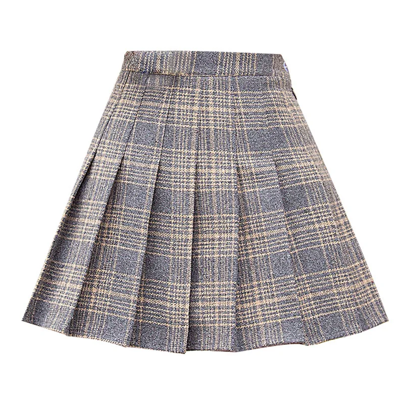 Женская плиссированная юбка короткая Готическая мини в клетку модель 2019