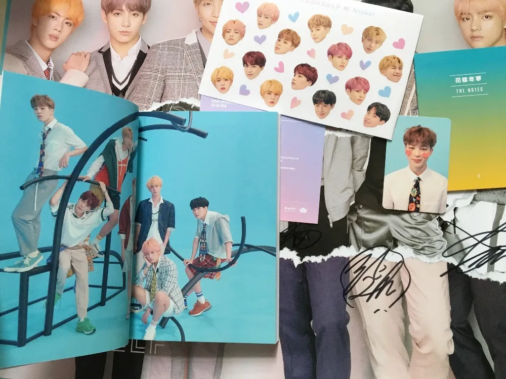Ручной подписанный Bangtan мальчиков с автографом любовь себя ответ+ подписанный плакат K-POP 092018