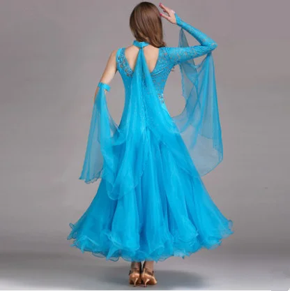 Royal Blue Ballroom Competition Dress Modern Waltz Tango/Latin Dance Dress/Flamenco Dance Dress