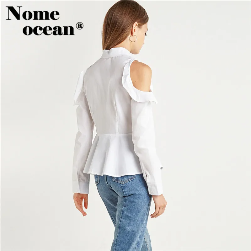 Платье с открытыми плечами OL рубашки элегантный дизайн блузка баской и 2018 летняя