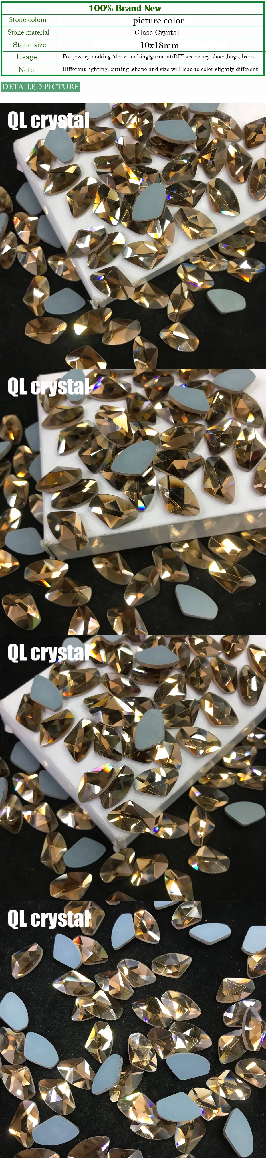 QL Кристалл 10x18 мм кристалл Популярные DIY Одежда одежды обуви сумки клей на плоских спинках стеклянные кристаллы, стразы
