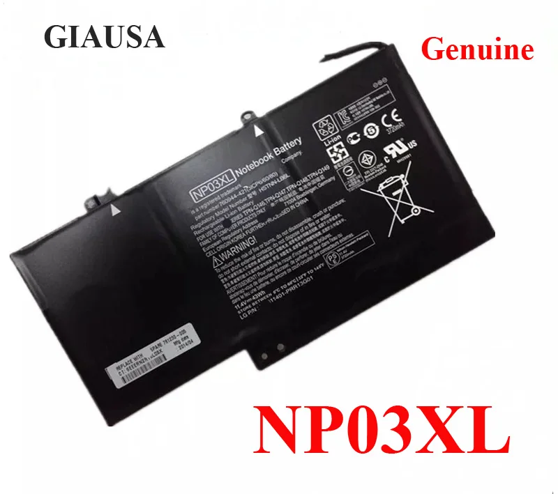 Подлинная батарея GIAUSA NP03XL для HP Pavilion X360 13 A010DX TPN Q146 Q147 Q148 760944 421 NP03|Аккумуляторы
