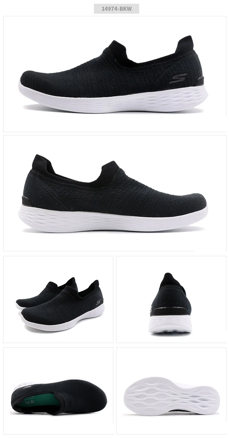 Skechers/Осенняя обувь на плоской подошве; Женская Удобная обувь без застежки из сетчатого материала; Роскошная Брендовая женская дизайнерская обувь на плоской подошве; 14974-BKW