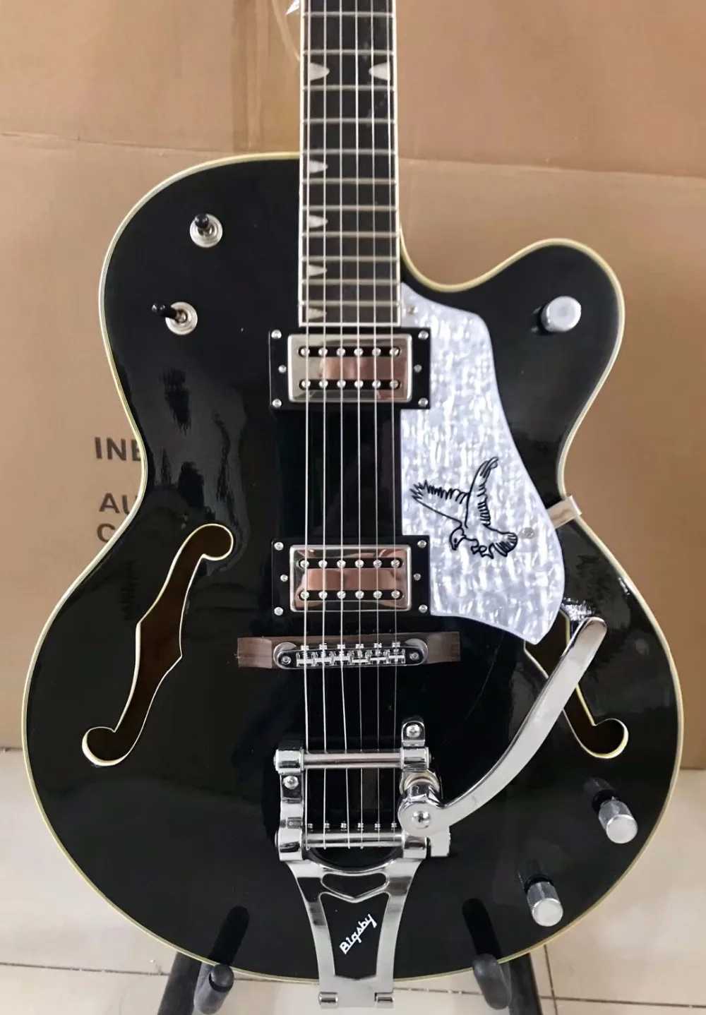 Китай OEM firehawk custom shop электрогитара полый джаз большая джазовая система вибрато