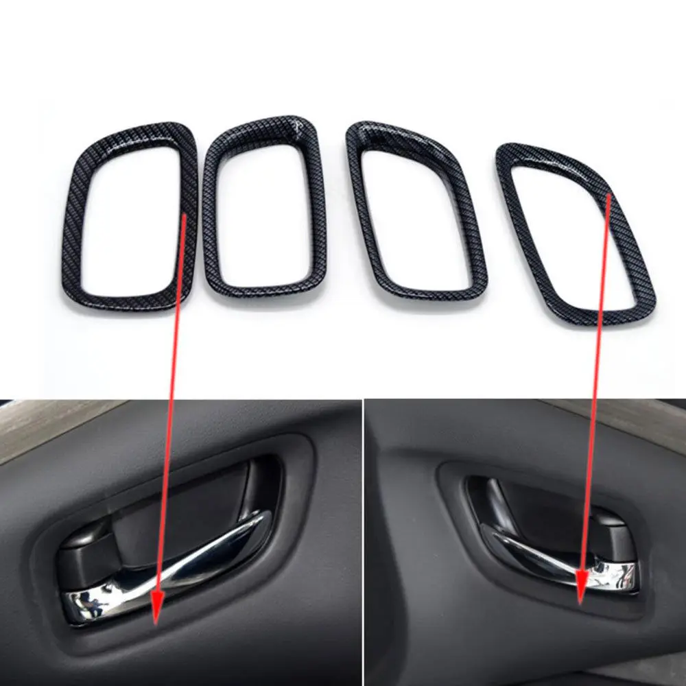 

BBQ@FUKA 4x Auto Interior Inner Door Handle Cover Bowl Molding Frame Trim Carbon Fiber Style Sticker Fit For 2016 Nissan Murano