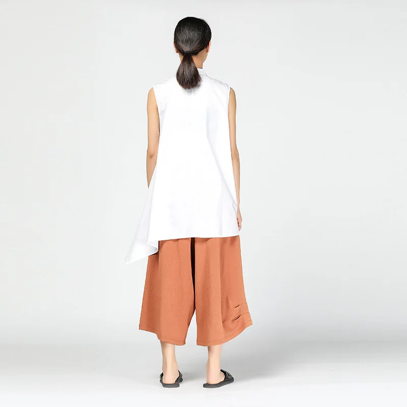 Женская блузка CHICEVER свободная без рукавов большого размера с неровным краем на