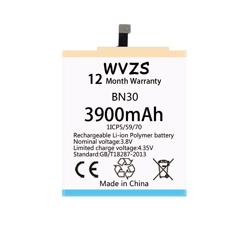 Wvzs 3900 мАч литий-полимерный аккумулятор большой емкости BN30 для Xiaomi Redmi 4A Redrice Hongmi