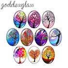 Красота Древо жизни магических деревьев, 10 шт. 13x1 8 мм18x2 5 мм30x40 мм Овальный фото стекло кабошон демо с плоской задней частью, украшения своими руками, TB0032