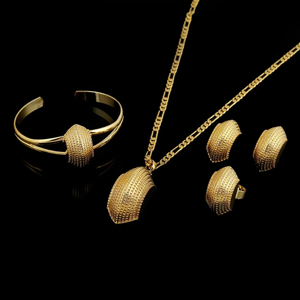 Новый комплект ювелирных изделий из эфиопского Креста 24 K однотонная золотая