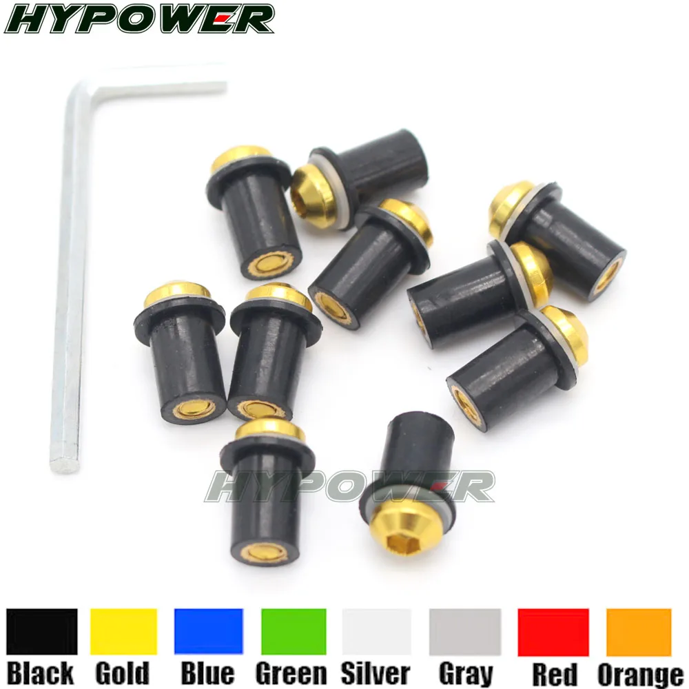 10Ps Motorcycle 5mm Windscreen Windshield Bolts Screw Nut Fastener Kit For APRILIA RS 125 RS125 RSV4 Fairing kit RSV 1000 Tuono |