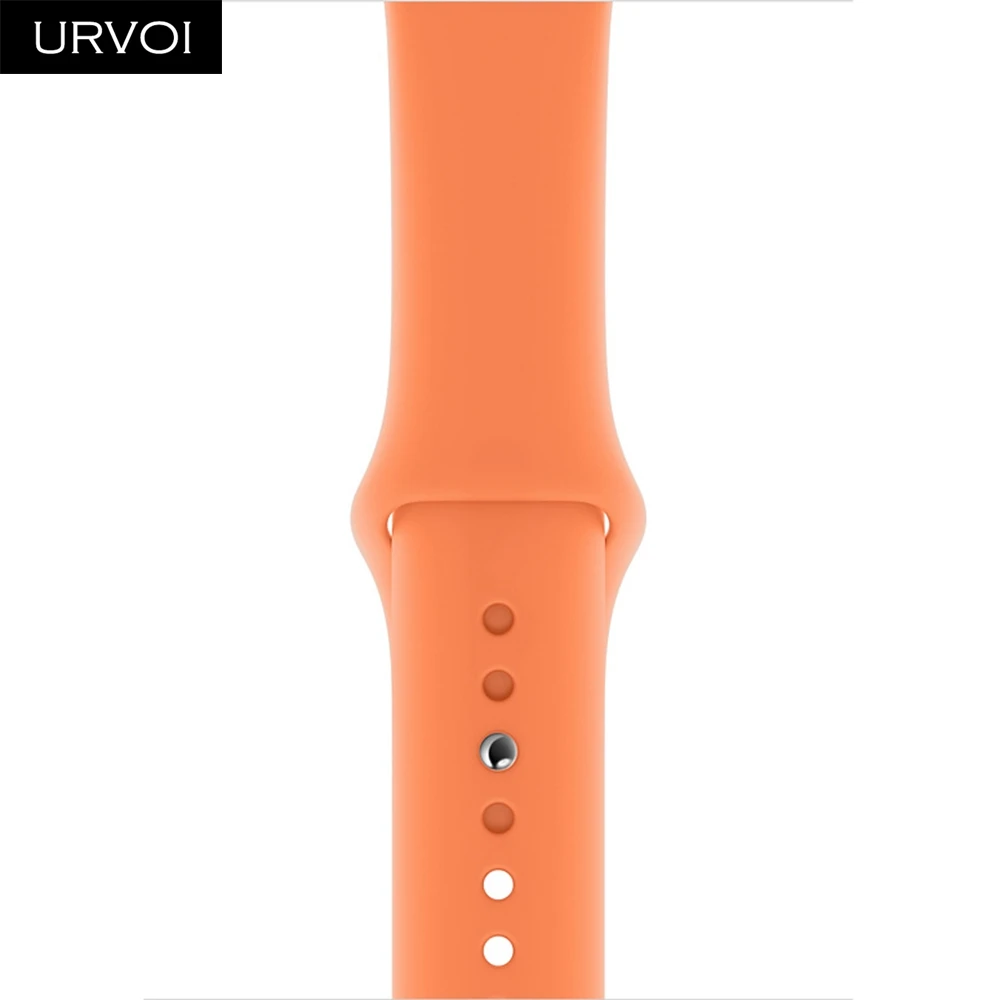 Papaya Спортивный ремешок URVOI для Apple Watch series 5, 4, 3, 2, 1, силиконовый ремешок для iWatch, 44 м, с застежкой, цветная замена, новинка - Цвет ремешка: Papaya