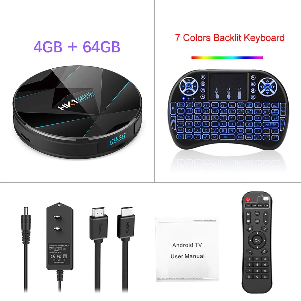 4G 64G i8 Blacklit Android 9,0 Smart tv Box 4 Гб 64 Гб Rockchip RK3318 USB3.0 1080P H.265 4K 60fps Google плеер магазин Netflix Youtube HK1 MINI PLUS - Цвет: 4G 64G i8 Blacklit