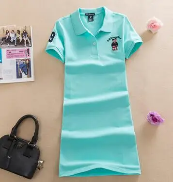 BLUE Baharcelin 2XL 3XL вышивка поло Повседневные Платья De Festa футболка Femme летние топы одежда цельнокроеное платье Ete Vestidos - Цвет: BLUE