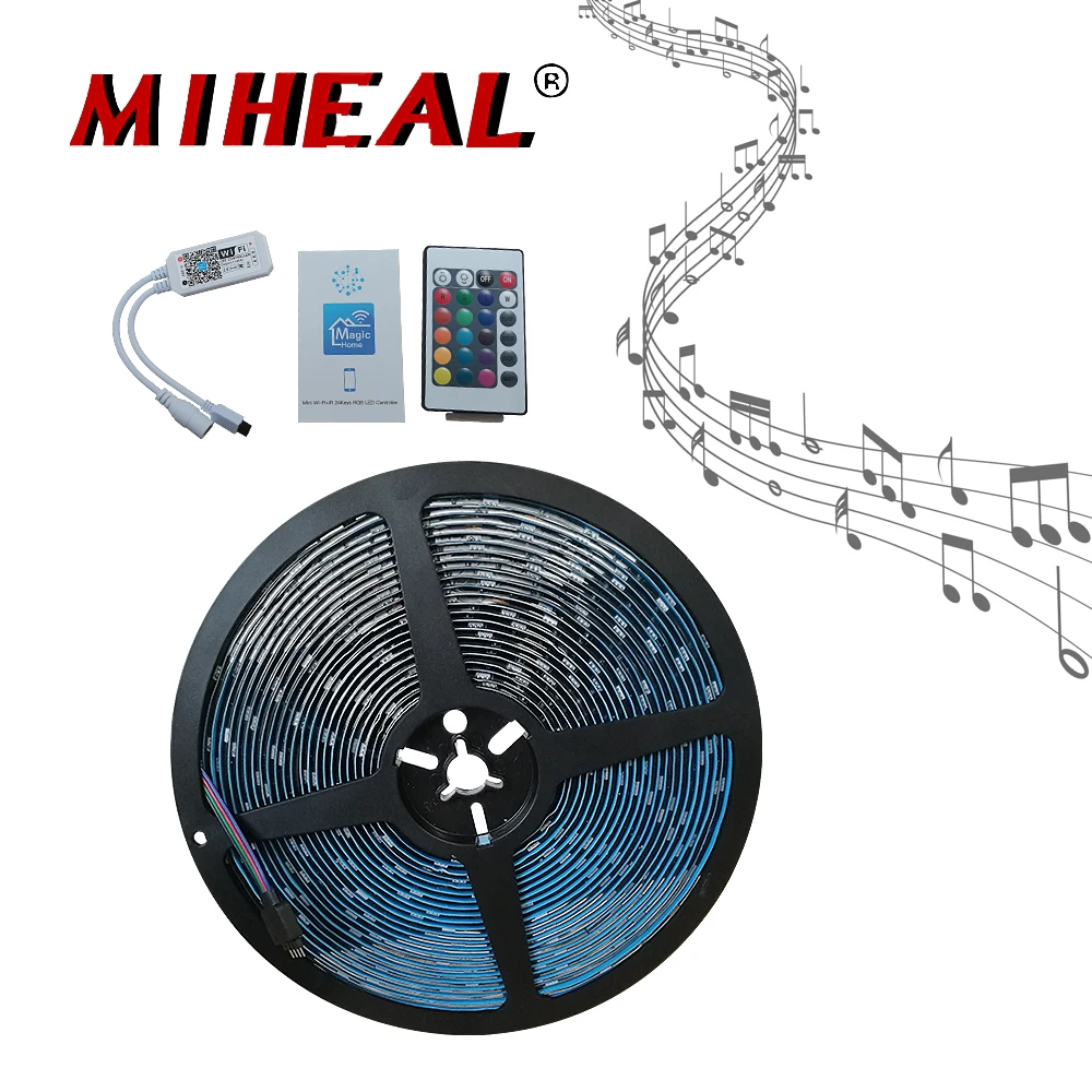 Светодиодная RGB лента SMD5050 водонепроницаемый светильник с управлением музыкой 12