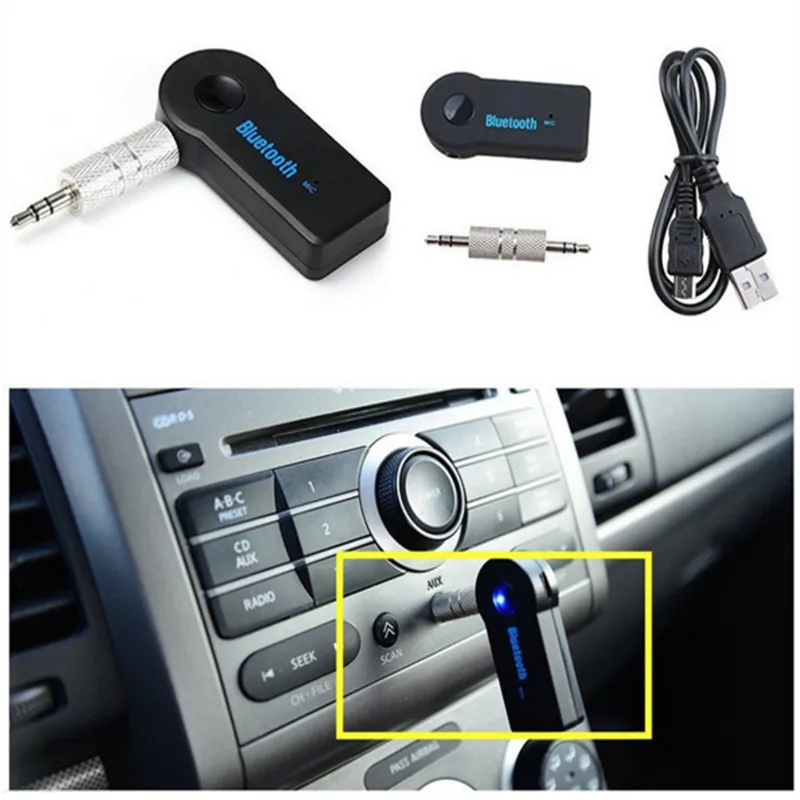 Handfree Автомобильный Bluetooth Music Receiver Универсальный 3,5 мм Car Kit Беспроводной громкой связи Динамик Наушники Адаптер для телефона MP3