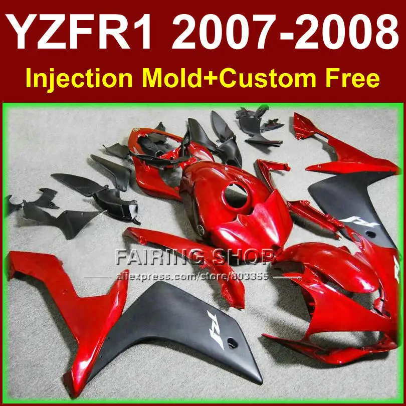

Red black motorcycle Injection mold bodywork for YAMAHA YZFR1 2007 2008 fairings YZF R1 YZF1000 body parts YZF 1000 07 08+7gifts