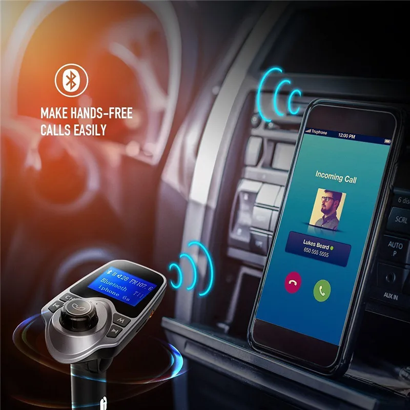 ANLUD Bluetooth автомобильный комплект Handfree fm передатчик T11 двойное USB зарядное